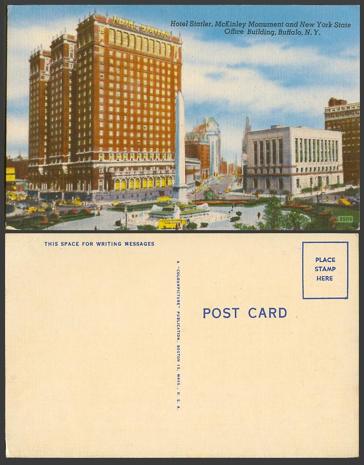 USA Old Postcard Hotel Statler, McKinley Monument, New York State Office Buffalo