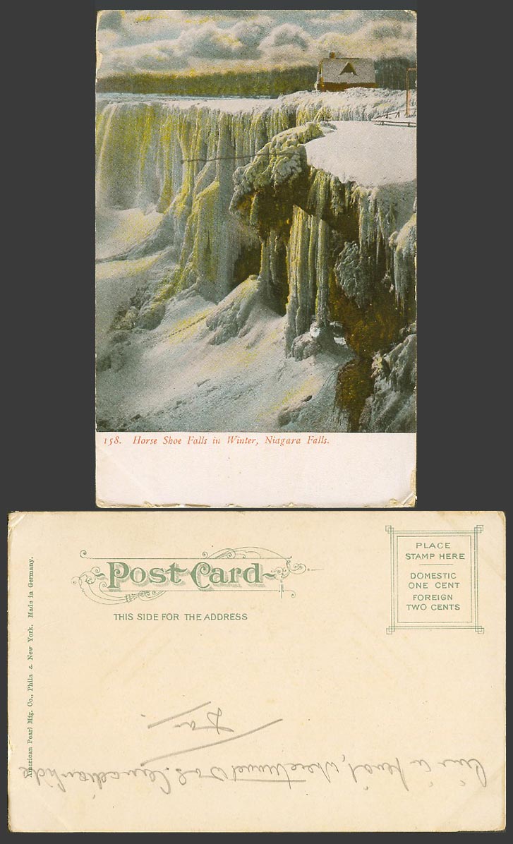 Canada Old Colour UB Postcard Horseshoe Falls in Winter Niagara Falls Snow Snowy