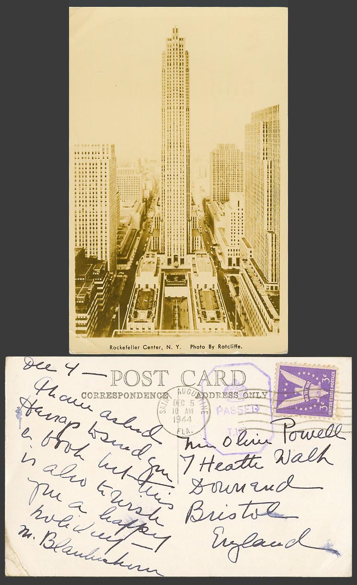 USA New York 1944 Old Real Photo Postcard Rockefeller Center, Photo by Ratcliffe