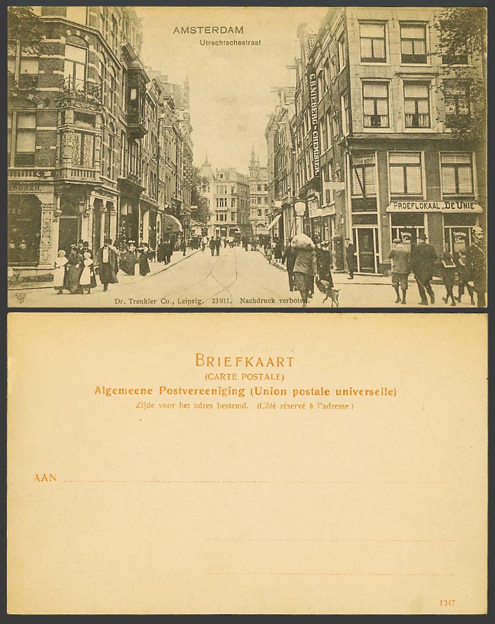 Netherlands Old Postcard Amsterdam Utrechtschestraat Street Scene G.B. Nieberg C