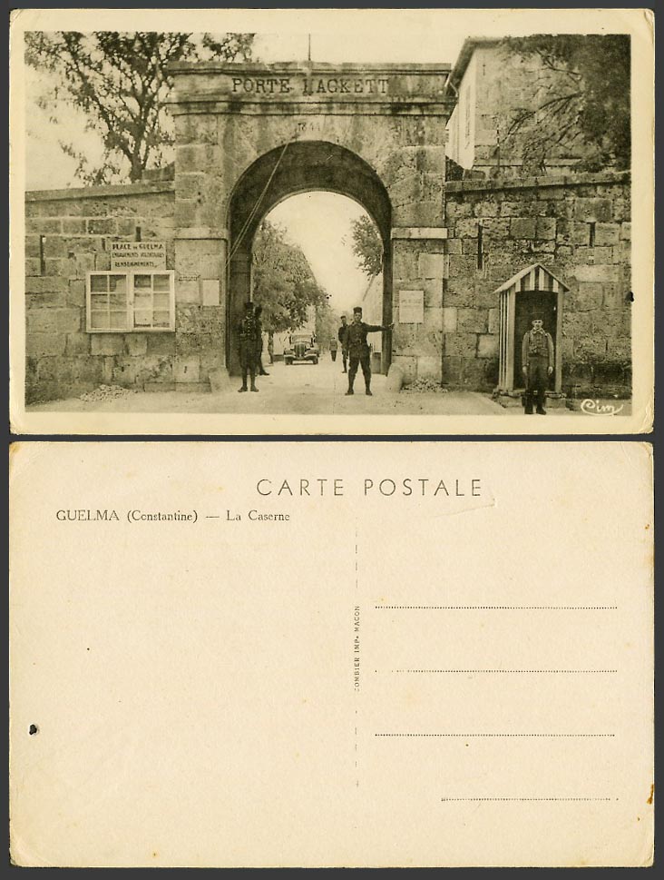 Algeria Guelma Old Postcard Constantine, La Caserne Barracks, Porte Hackett Gate