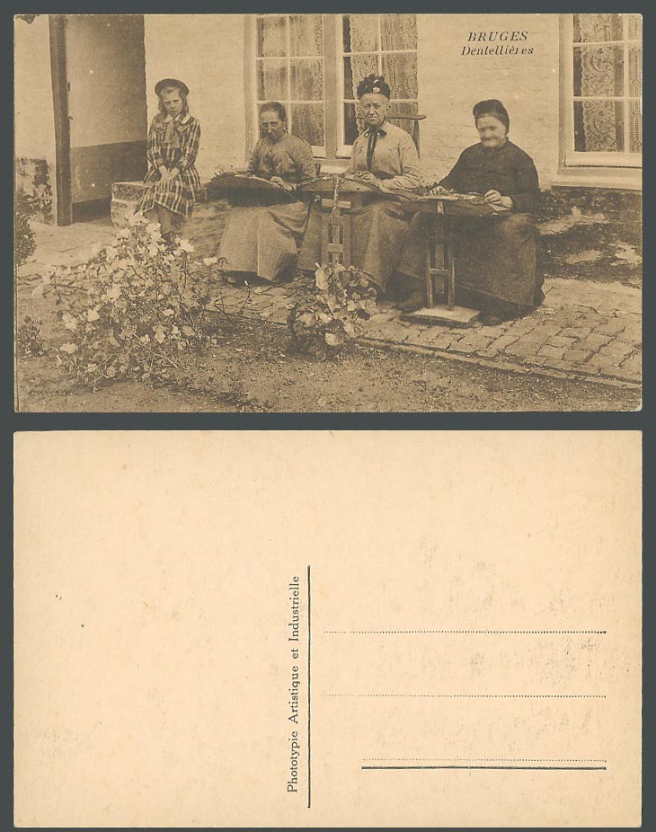Belgium Old Postcard Bruges Dentellieres LACE MAKERS Young Girl Women Lacemaking