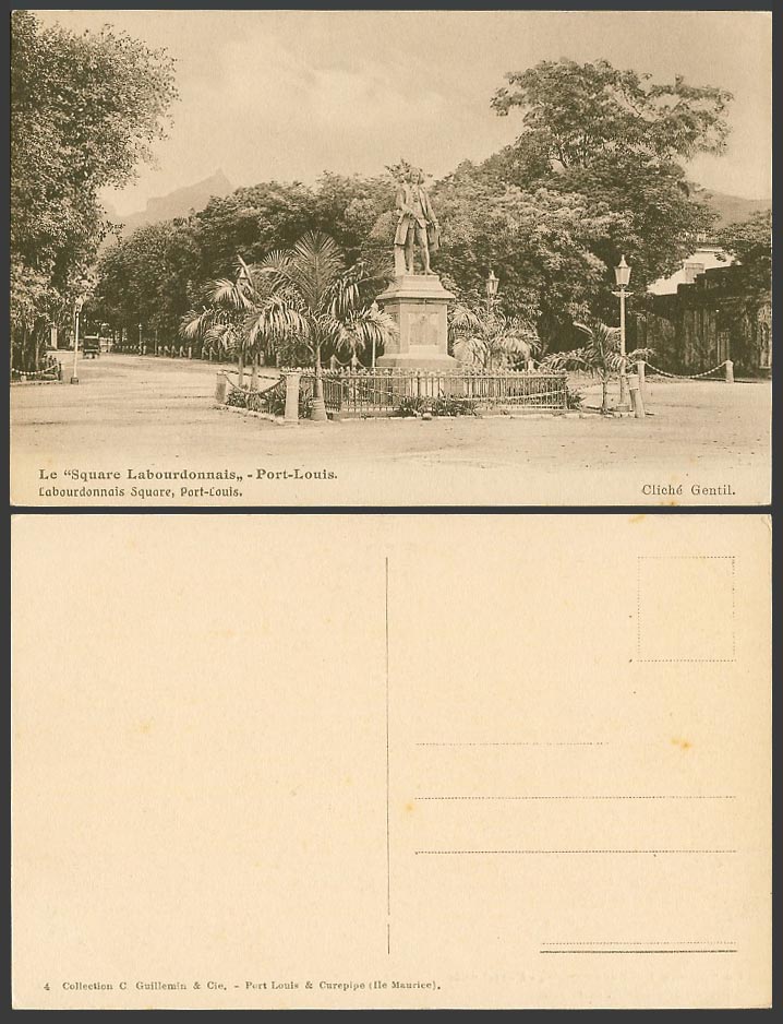 Mauritius Old Postcard Port Louis, Square La Bourdonnais Labourdonnais, Monument