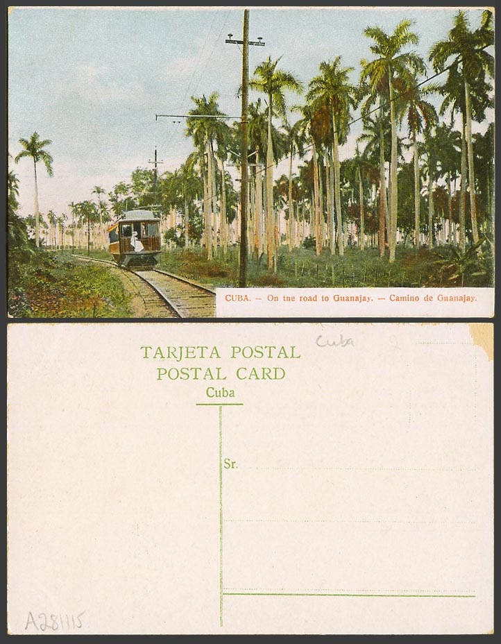 Cuba Old Postcard On Railroad to Guanajay Camino de Guanajay, Train Tram Railway