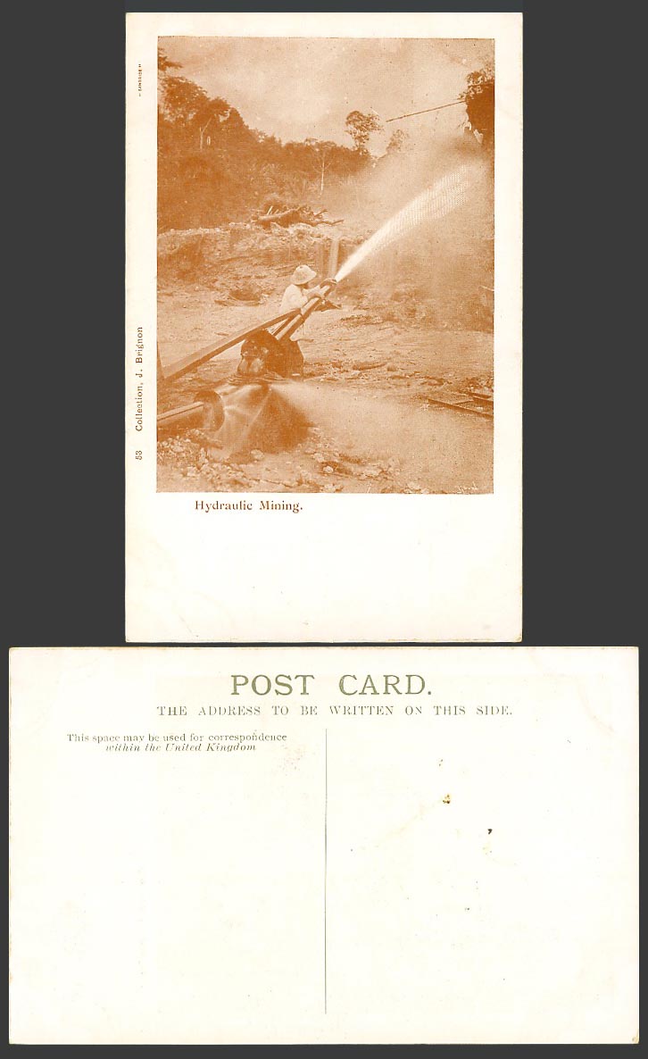 Penang, Hydraulic Mining Tin Mine Miner, Malaya Straits Settlements Old Postcard
