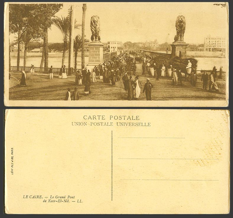 Egypt Old Postcard Cairo Caire, Grand Pont de Kasr-el-Nil Bridge, Bookmark Style