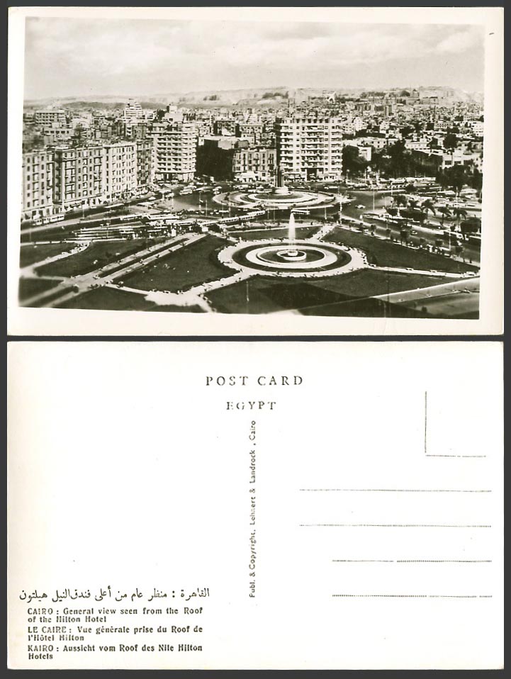 Egypt Old Real Photo Postcard Caire Cairo General View from Roof of Hilton Hotel
