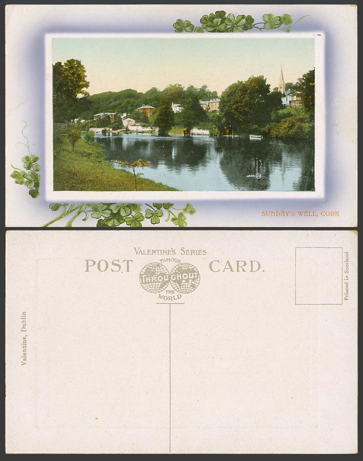 Ireland Cork Old Embossed Postcard Sunday's Well River Lee Panorama Church Tower