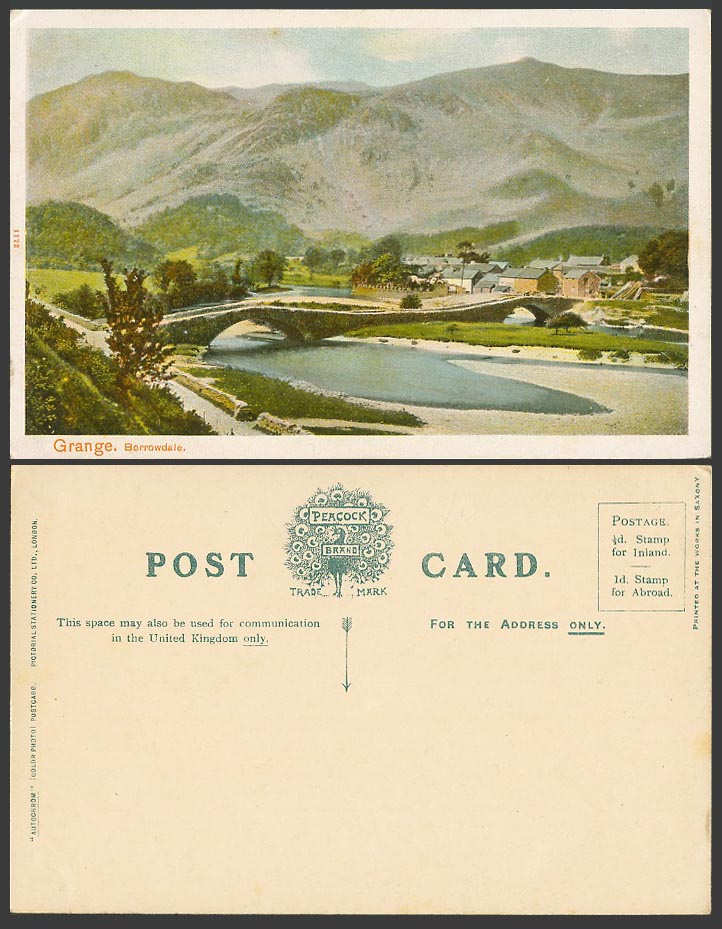 Cumbria Grange, Borrowdale, Village, Bridges, Hills Panorama Old Colour Postcard