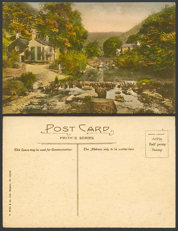 Devon, Rockford Inn near Brendon, Lynton River Scene Bridge Frith's Old Postcard