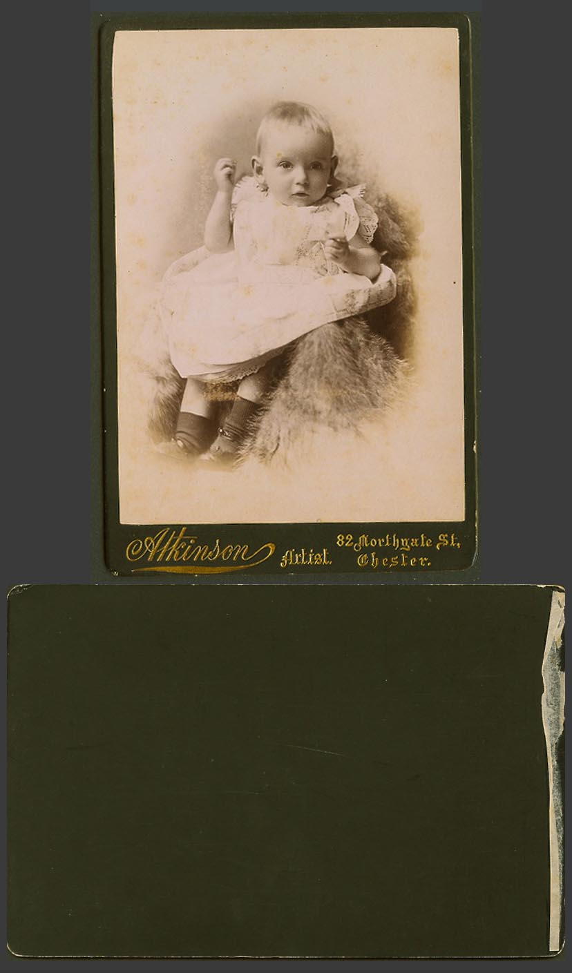 Little Girl Child Old Real Photo Stuck on Card Chester Cheshire, Atkinson Artist