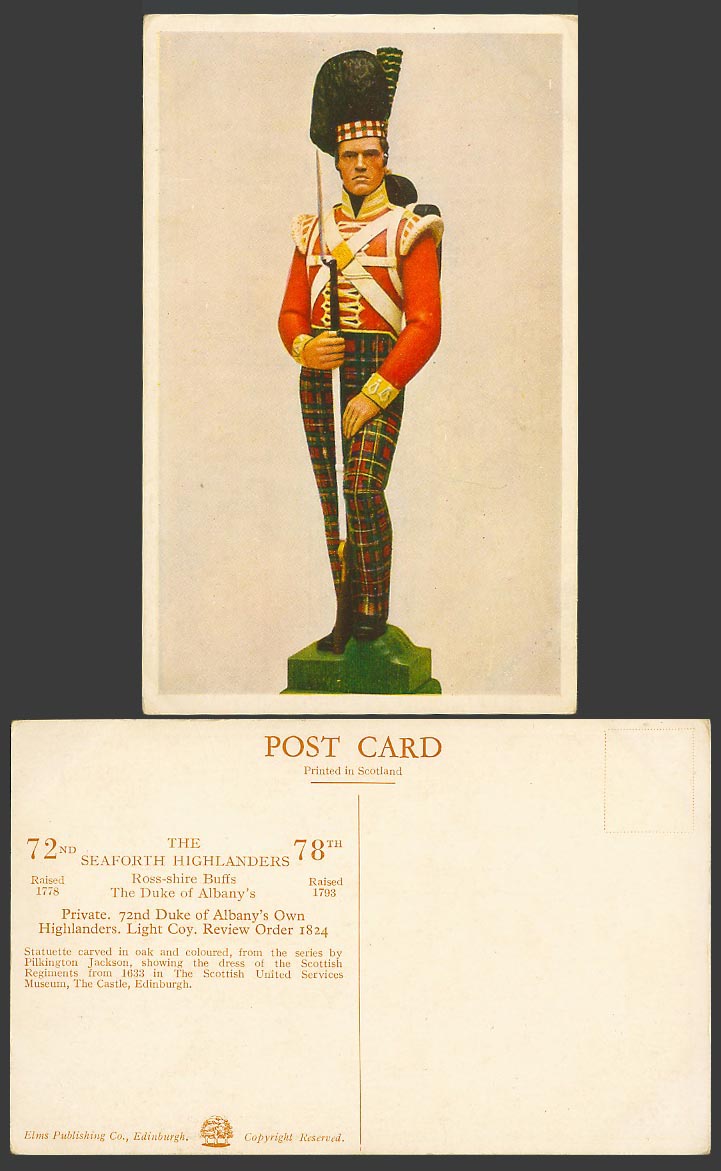 72nd Seaforth Highlanders Ross-shire Buffs Duke of Albany's Private Old Postcard
