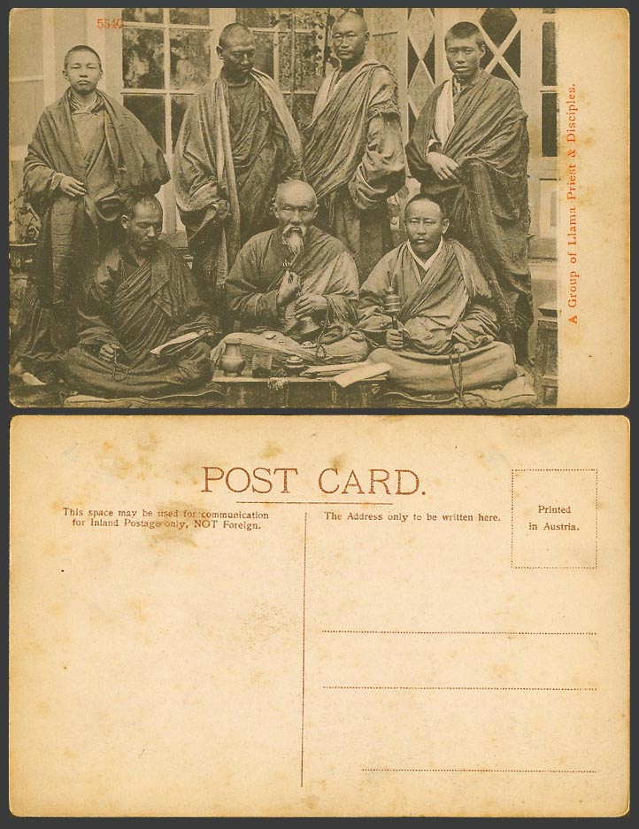TIBET China India Old Postcard A Group of Tibetan Lama Priest & Disciples, Monks