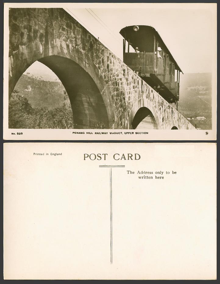 Penang Hill Railway Viaduct Bridge Upper Section Train Old R. Photo Postcard 525