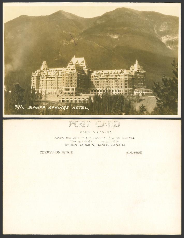 Canada Old Real Photo Postcard Banff Springs Hotel Canadian Pacific Railway Line