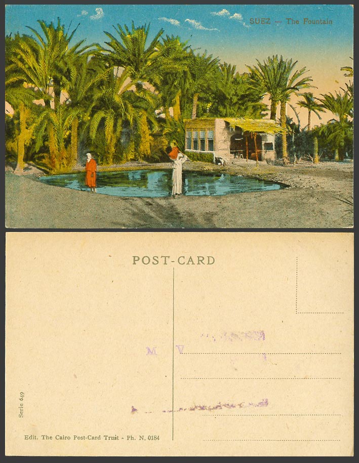 Egypt Old Colour Postcard Suez The Fountain Moses Native Woman Drawing Water 649