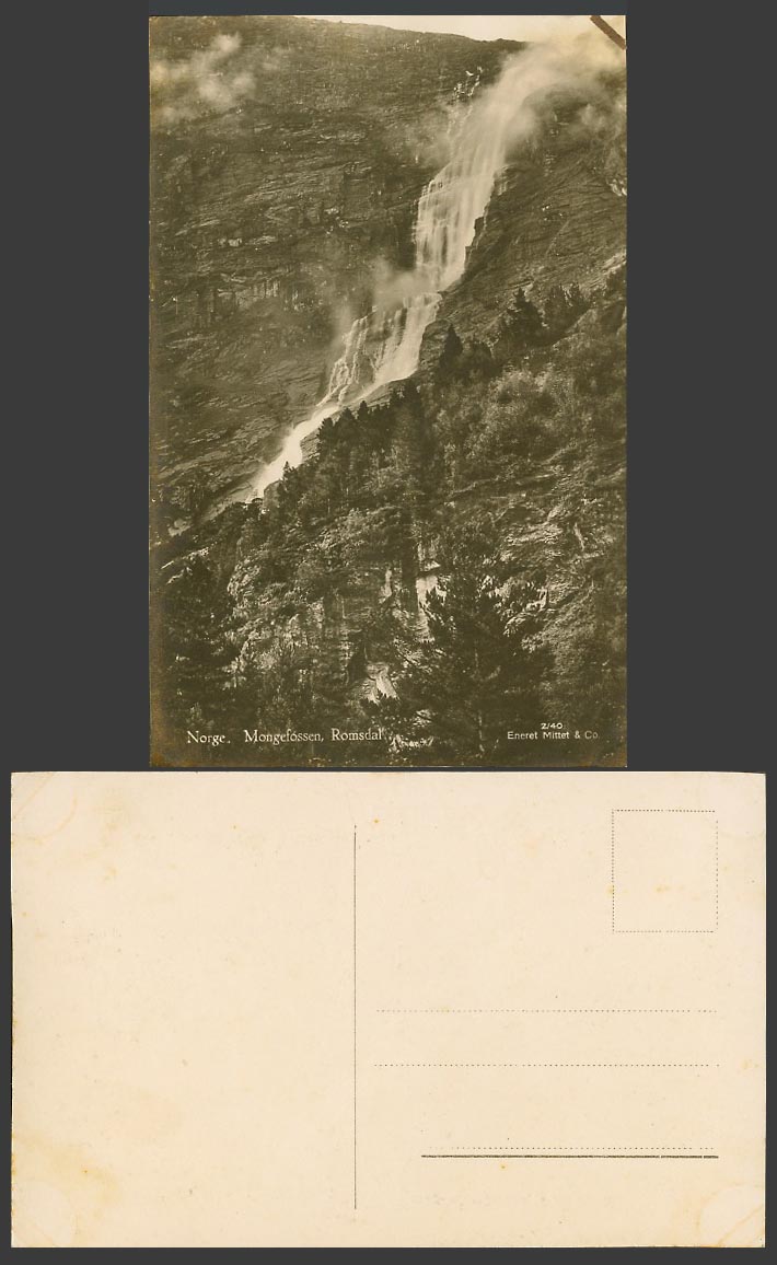 Norway Old Real Photo Postcard Norge, Mongefossen Romsdalen Waterfall Water Fall