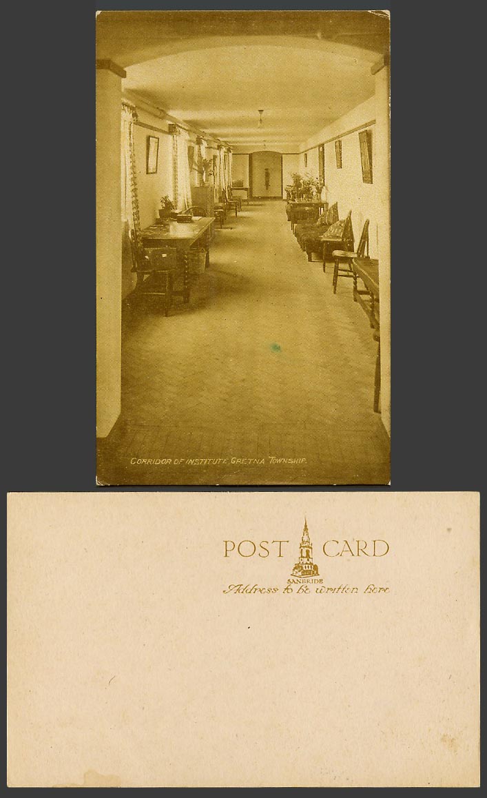 Scotland, Corridor of Institute Gretna Township Interior, Dumfries Old Postcard