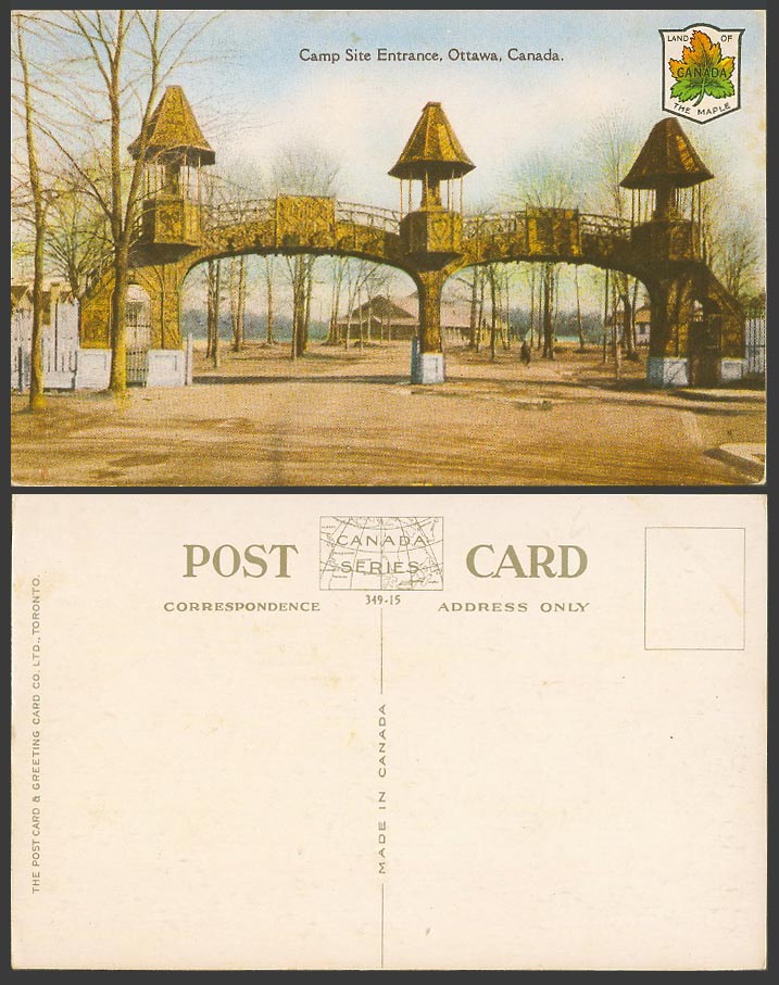 Canada Old Colour Postcard Camp Site Entrance. Ottawa, Gates, Land of The Maple