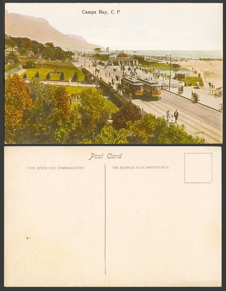 South Africa Old Postcard Adderley Street Scene Cape Town C.P. TRAM Street Scene