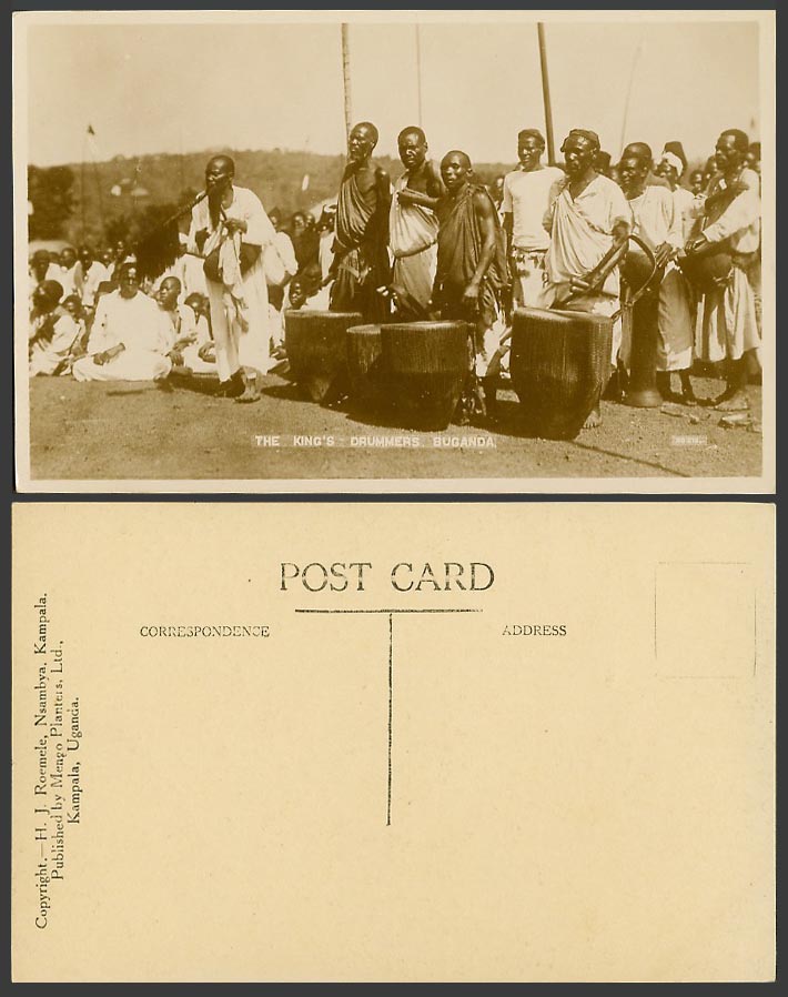Uganda Old Real Photo Postcard King's Drummers Buganda Drums Musical Instruments