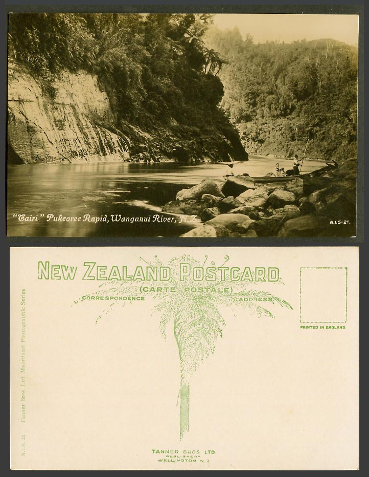 New Zealand Old Real Photo Postcard Cairi, Puleoree Rapid, Whanganui River Boats