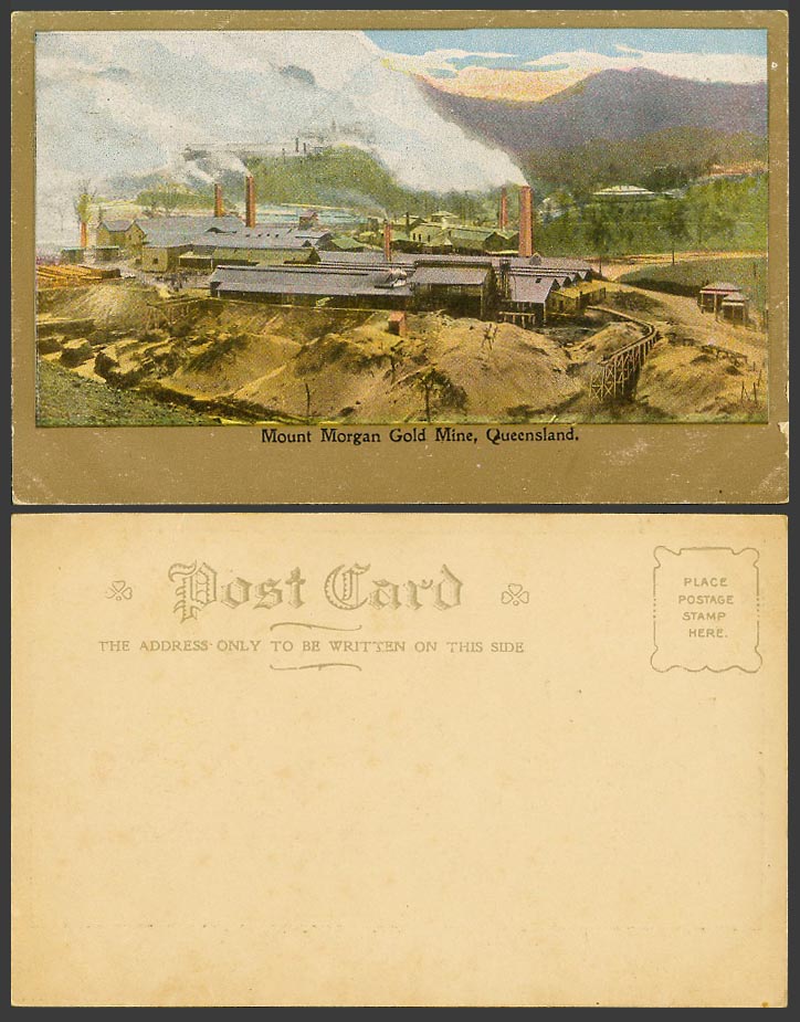 Australia Queensland, Mount Morgan Gold Mine, Mining, Bridge Old Colour Postcard