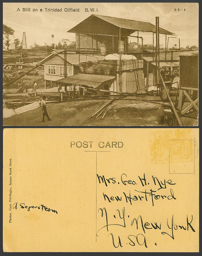 Trinidad Old Postcard A Still on a Oilfield Oil Field B.W.I. British West Indies