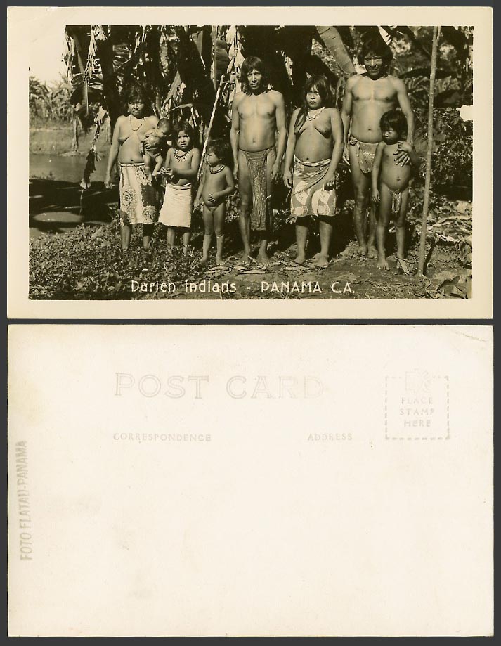 Panama Old Real Photo Postcard Darién Darien Indians, Indian Men Women Children