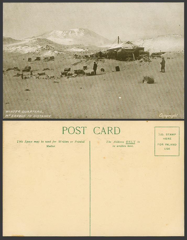 Scott Antarctic South Pole Expedition, Winter Quarters & Mt. Erebus Old Postcard