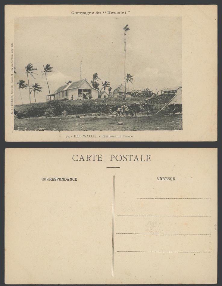 Wallis and Futuna Old Postcard WALLIS ISLAND, Campagne du Kersaint, French Res.