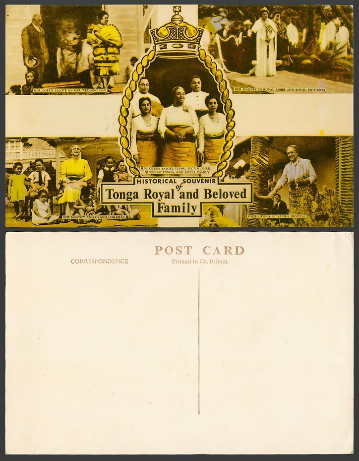 Tonga Old Postcard Royal Family, Queen Salote Wedding, Page Boys Vaiola Hospital