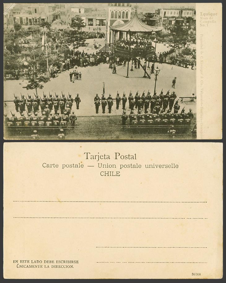 Chile Old UB Postcard Iquique, Misa de Campaña Campana, Open-Air Mass, Bandstand