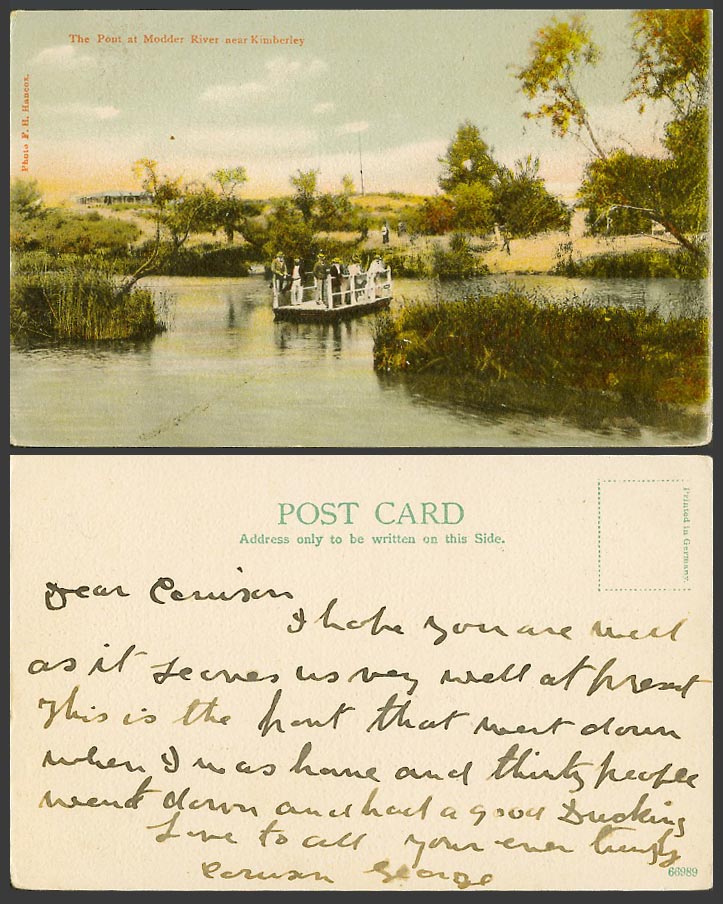 South Africa Old Colour UB Postcard The Pont at Modder River Scene nr. Kimberley