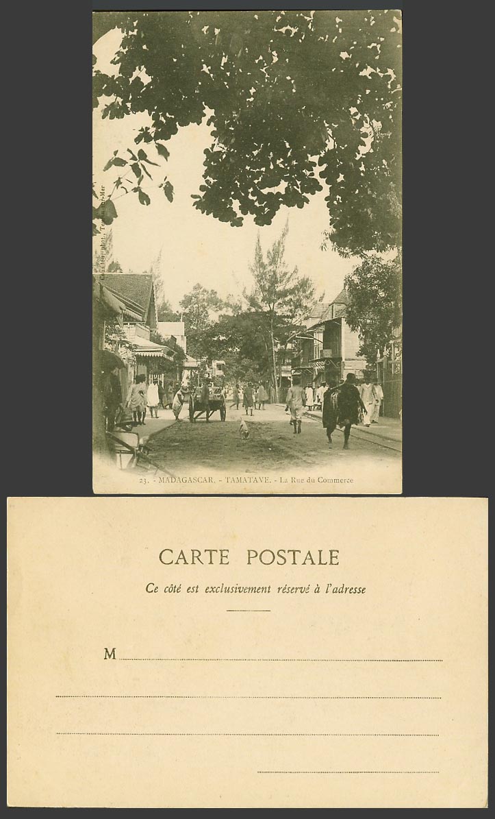 Madagascar Old UB Postcard Tamatave, La Rue de Commerce, Commercial Street Scene