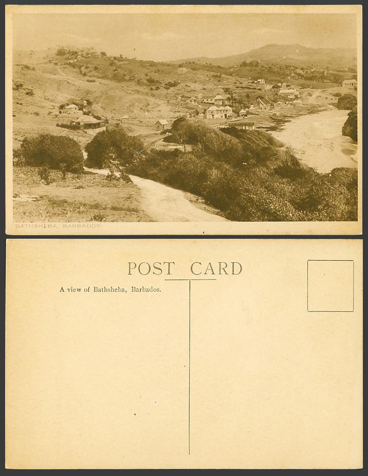 Barbados Old Postcard A View of Bathsheba, Road Hills, General View Panorama BWI