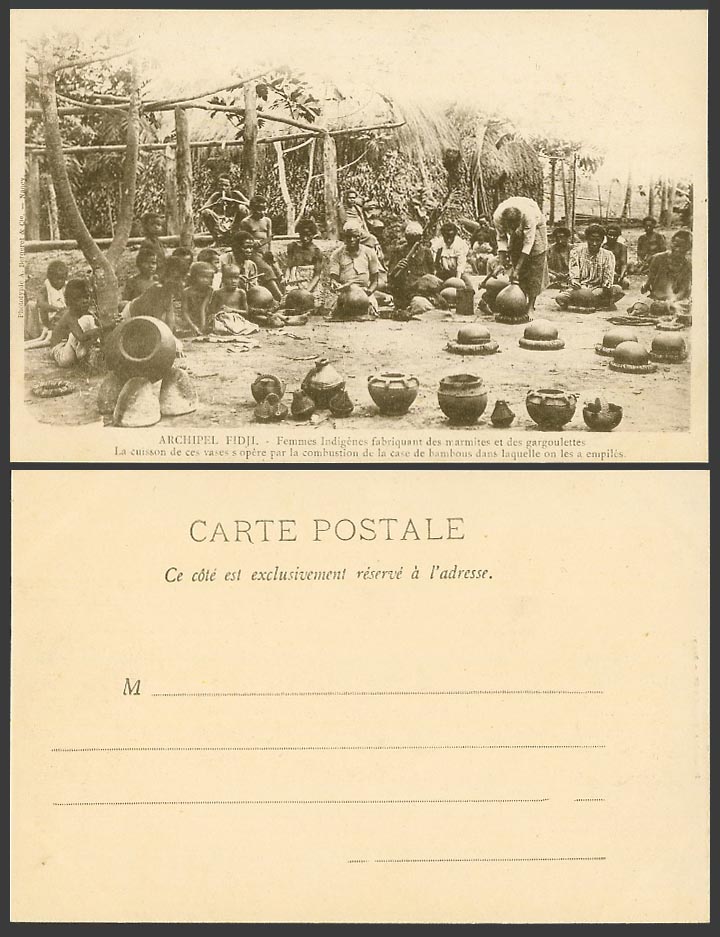 Fiji Old UB Postcard Native Women Making Pots and Gargoulettes by Burning Bamboo