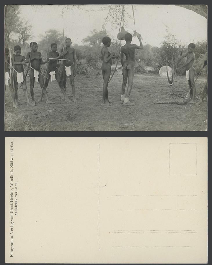 Namibia Windhuk Windhoek G.S.W.A. Africa, Native Children Bow Arrow Old Postcard