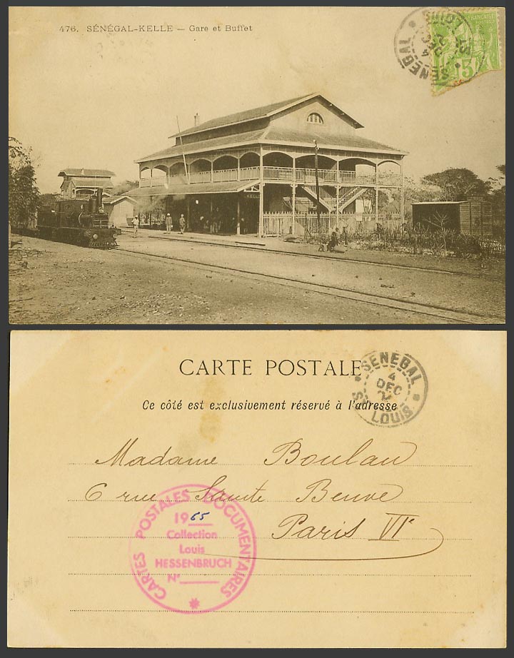 Senegal Kelle Gare Buffet Railway Station, Locomotive Train 1904 Old UB Postcard