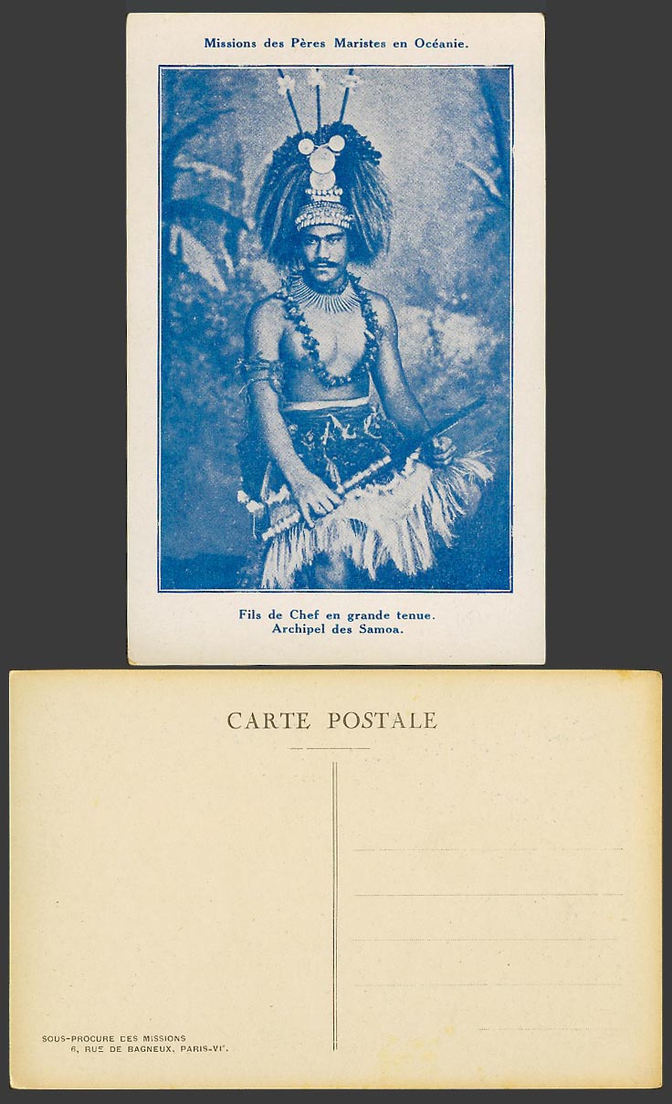 Samoa Old Postcard Chief Chief's son in Full Dress, Fils de Chef en grande tenue