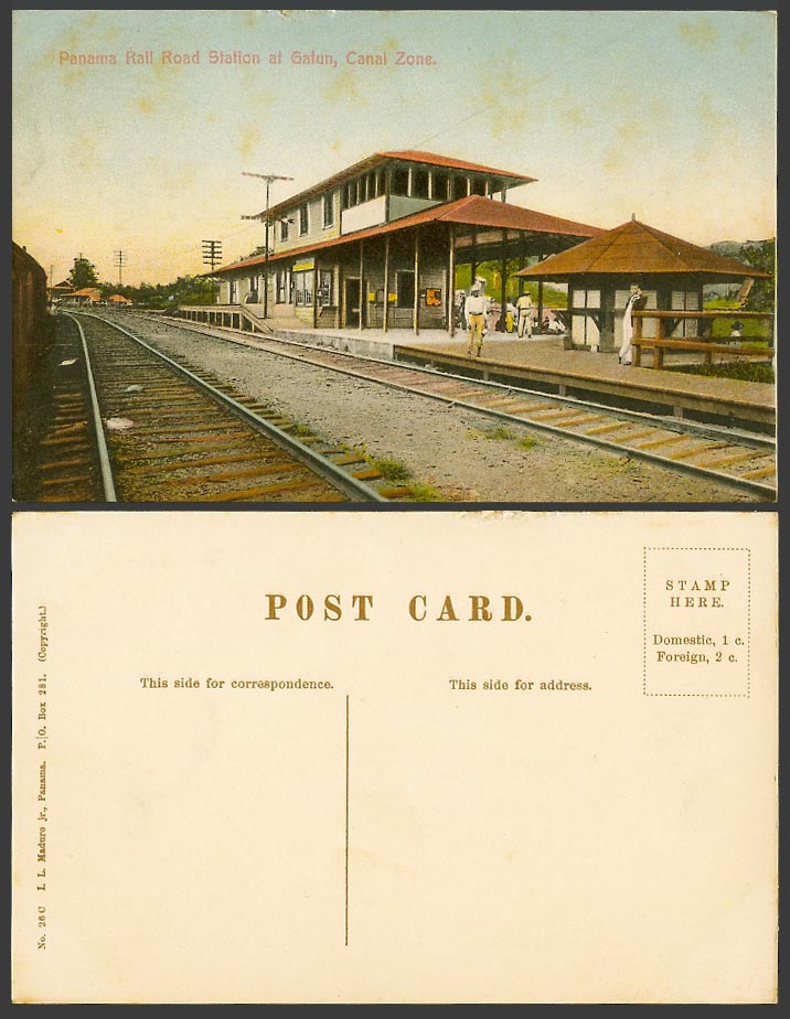 Panama Rail Road Station at Gatun Canal Zone, Railway Train Station Old Postcard