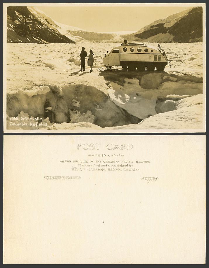 Canada, Columbia Icefields Sno-Mobile Snowmobile Vehicle Old Real Photo Postcard
