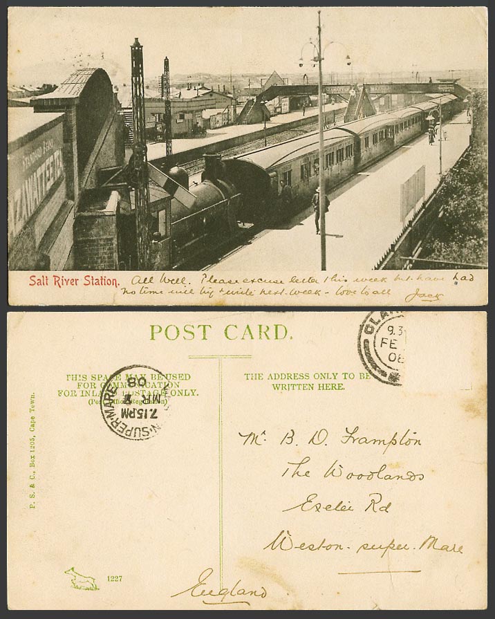 South Africa 1908 Old Postcard Salt River Railway Station, Locomotive Train, CPT