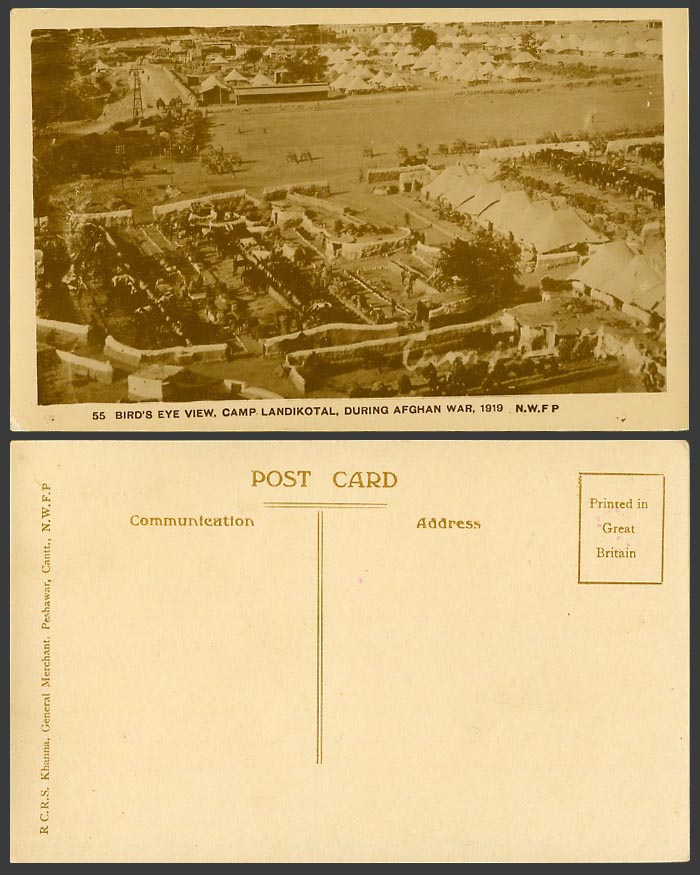 Pakistan N.W.F.P. Camp Landikotal during Afghan War 1919 Old Real Photo Postcard
