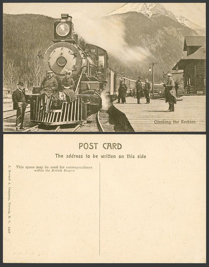 Canada Canadian Old Postcard Locomotive Train 1138 Climbing The Rockies Platform