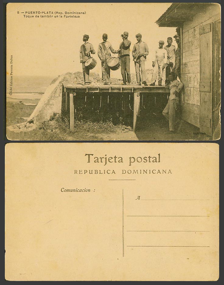 Dominican Old Postcard Puerto Plata, Drumbeat in the Fortress Fort Drummer Drums