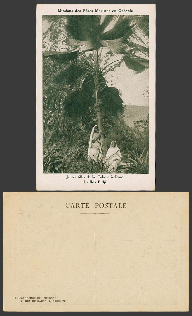 Fiji Old Postcard Indian Hindu Girls Women, Jeunes filles de la Colonie Indienne