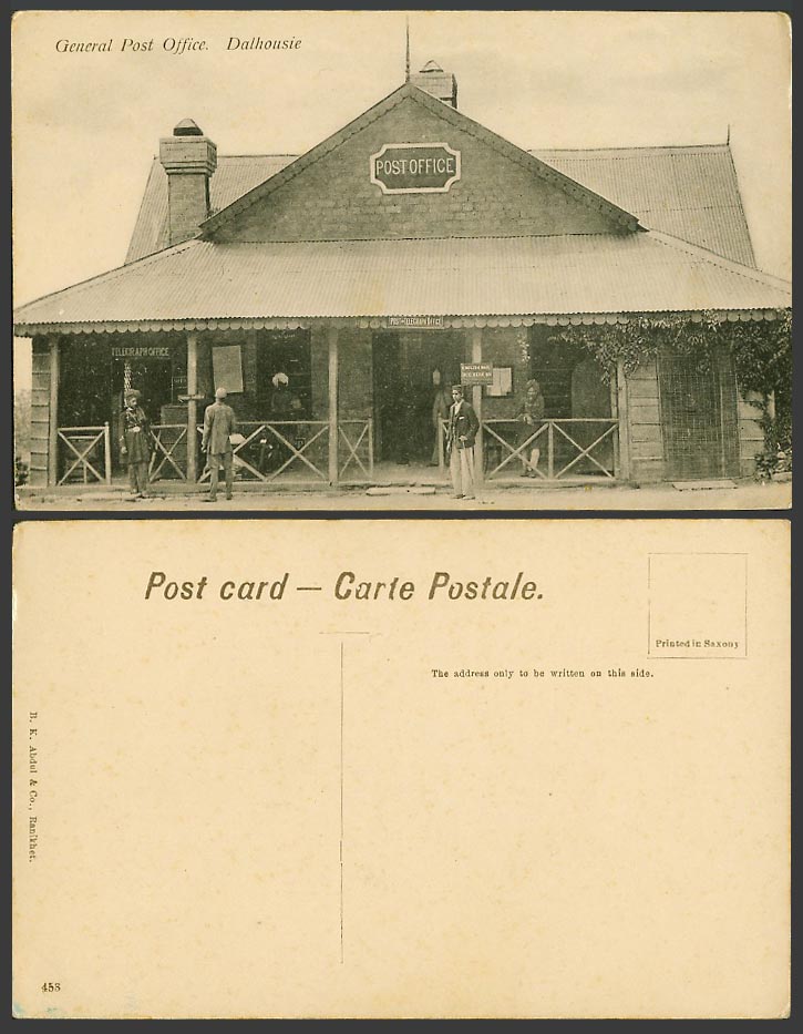India Old Postcard Dalhousie General Post Office Telegraph English Mail Due Here