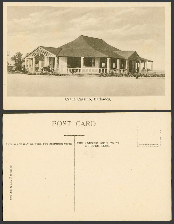 Barbados Old Postcard Crane Cassino Casino Building, British West Indies. B.W.I.