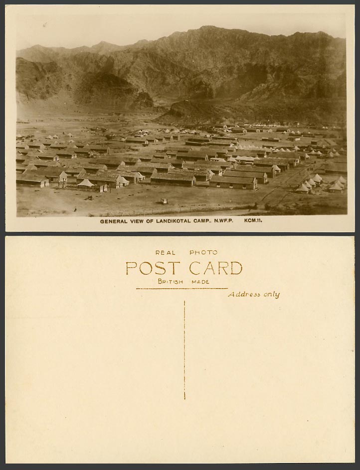 Pakistan NWFP, Landikotal Camp General View, Landi Kotal Old Real Photo Postcard